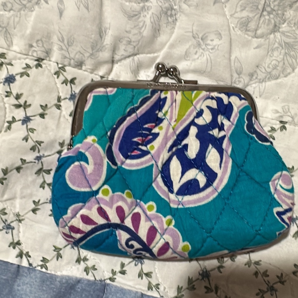 Vera Bradley Teal and Purple Quilted Wristlet